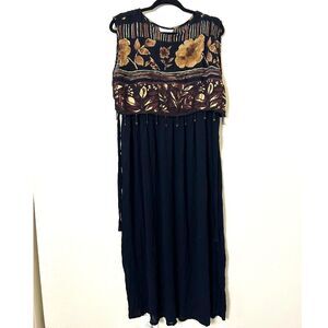VTG Casual Corner Dress Women's M Black‎ tropical summer rayon
